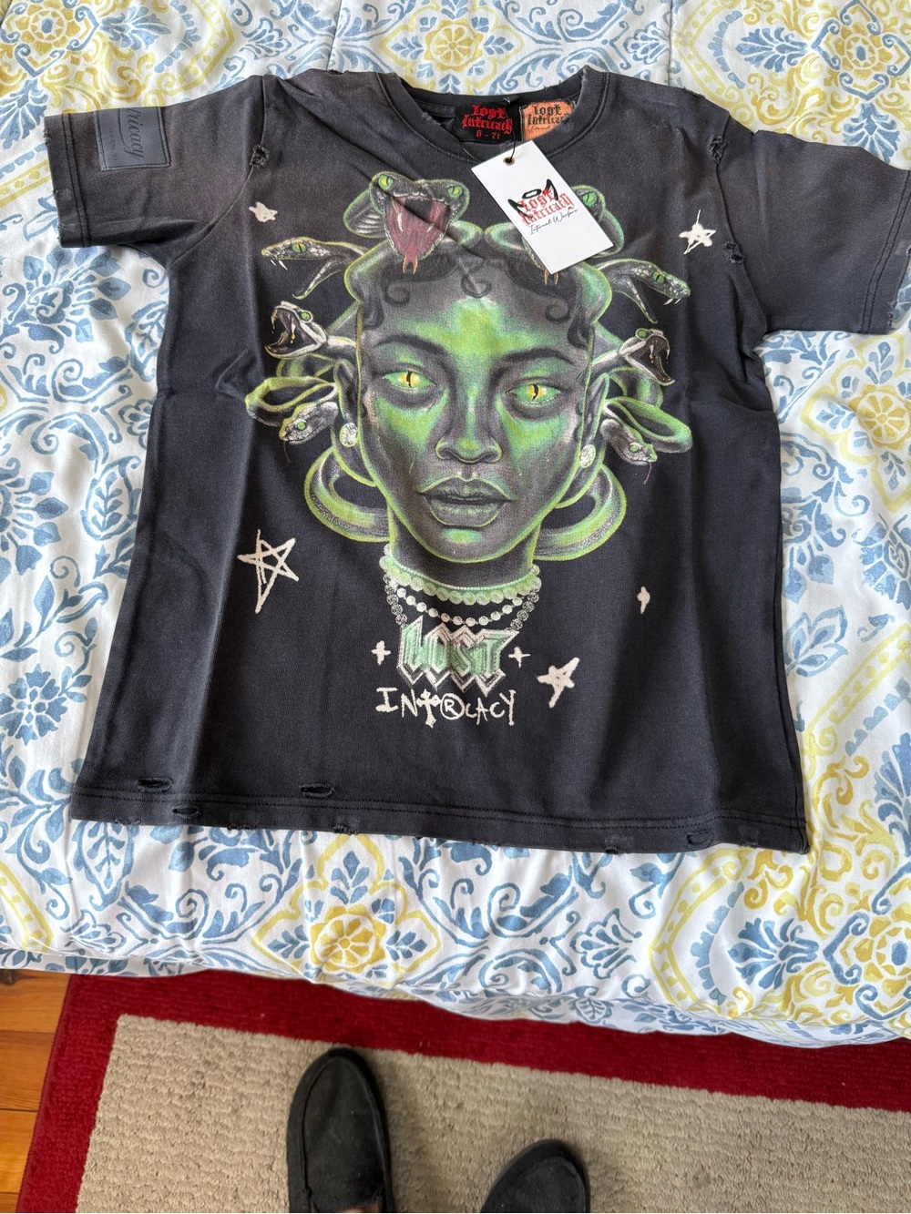 Lost Intricacy Kids Size 6 to 7T Black Graphic Medusa Tee